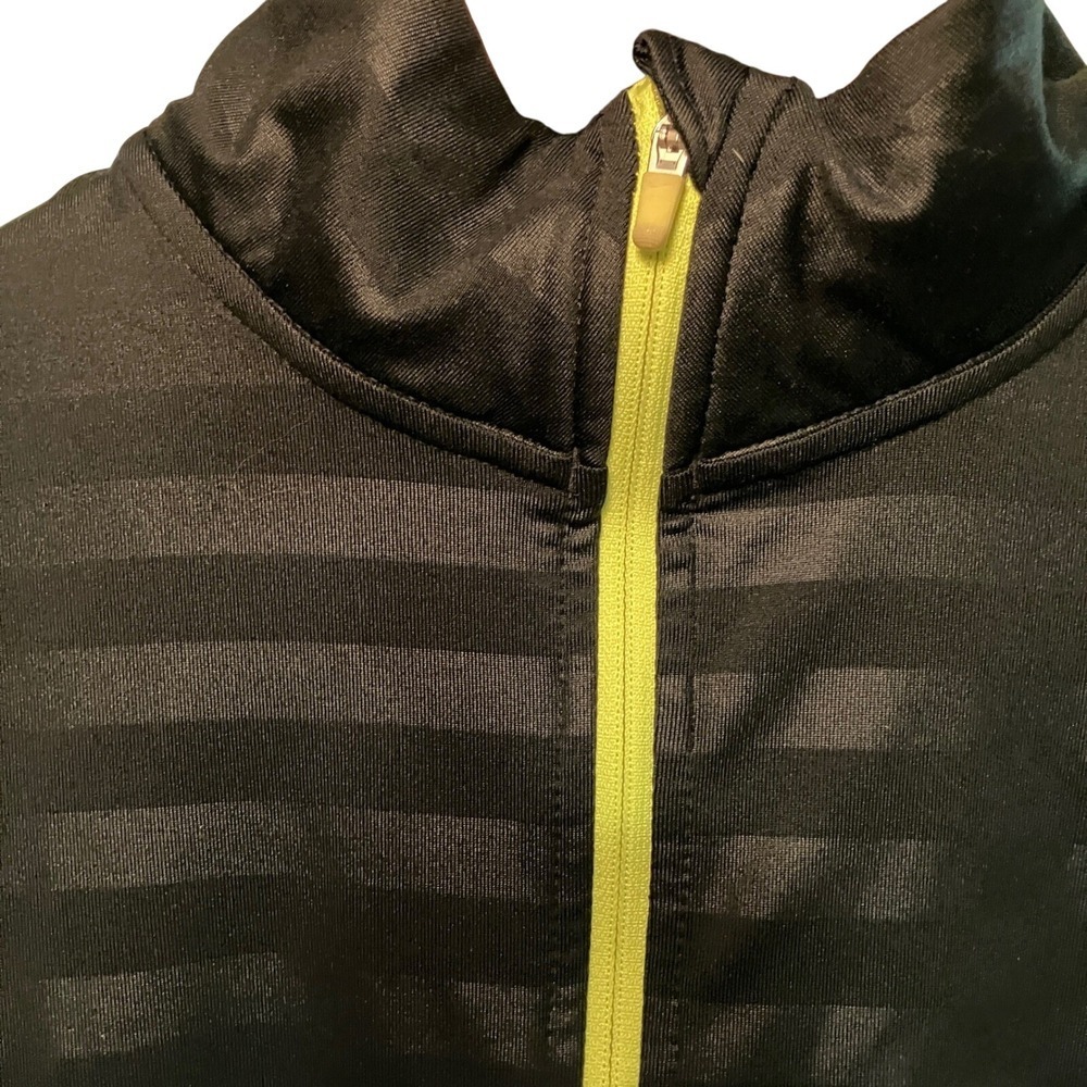 Nike Pro Warm Half Zip Long Sleeve Top Athletic Shirt Striped Black Yellow - Picture 2 of 7